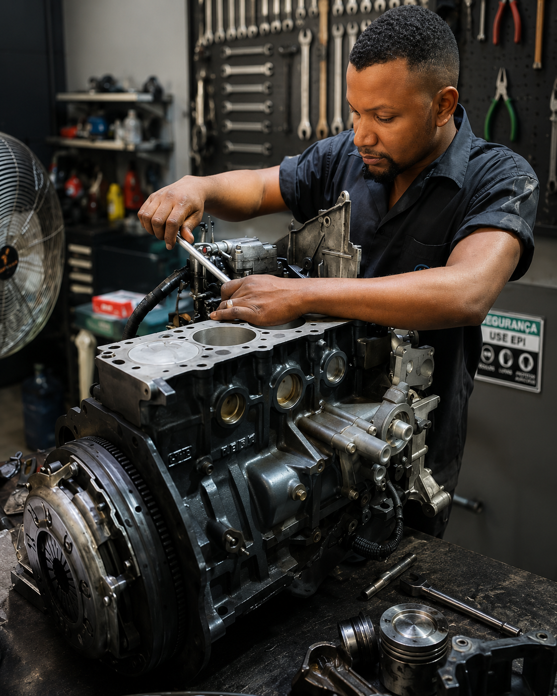 Montagem e regulagem de motor diesel